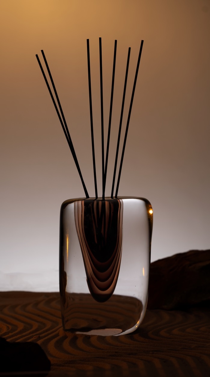 Диффузор LUNARE TERRANOVA, коричневый, 13x13 h21 см, 250мл, стекло, ручная работа, аромат Frostfire