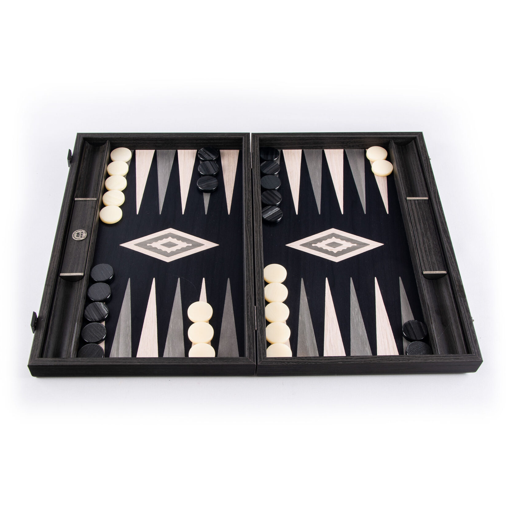 BACKGAMMON Нарды с боковыми стойками, 38x23см, жемчужно-серый корень секвойи