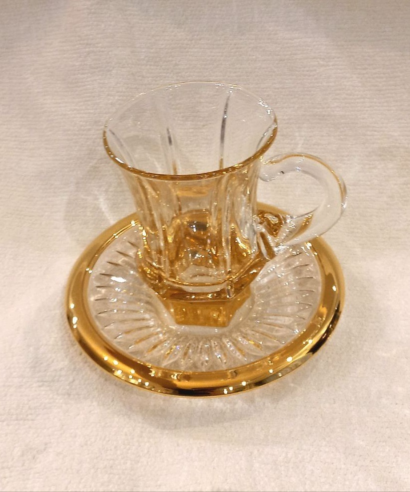 MACASSAR TEA PAIRЧайная пара 6 шт, хрусталь, золото 24К , H.21 вид 4
