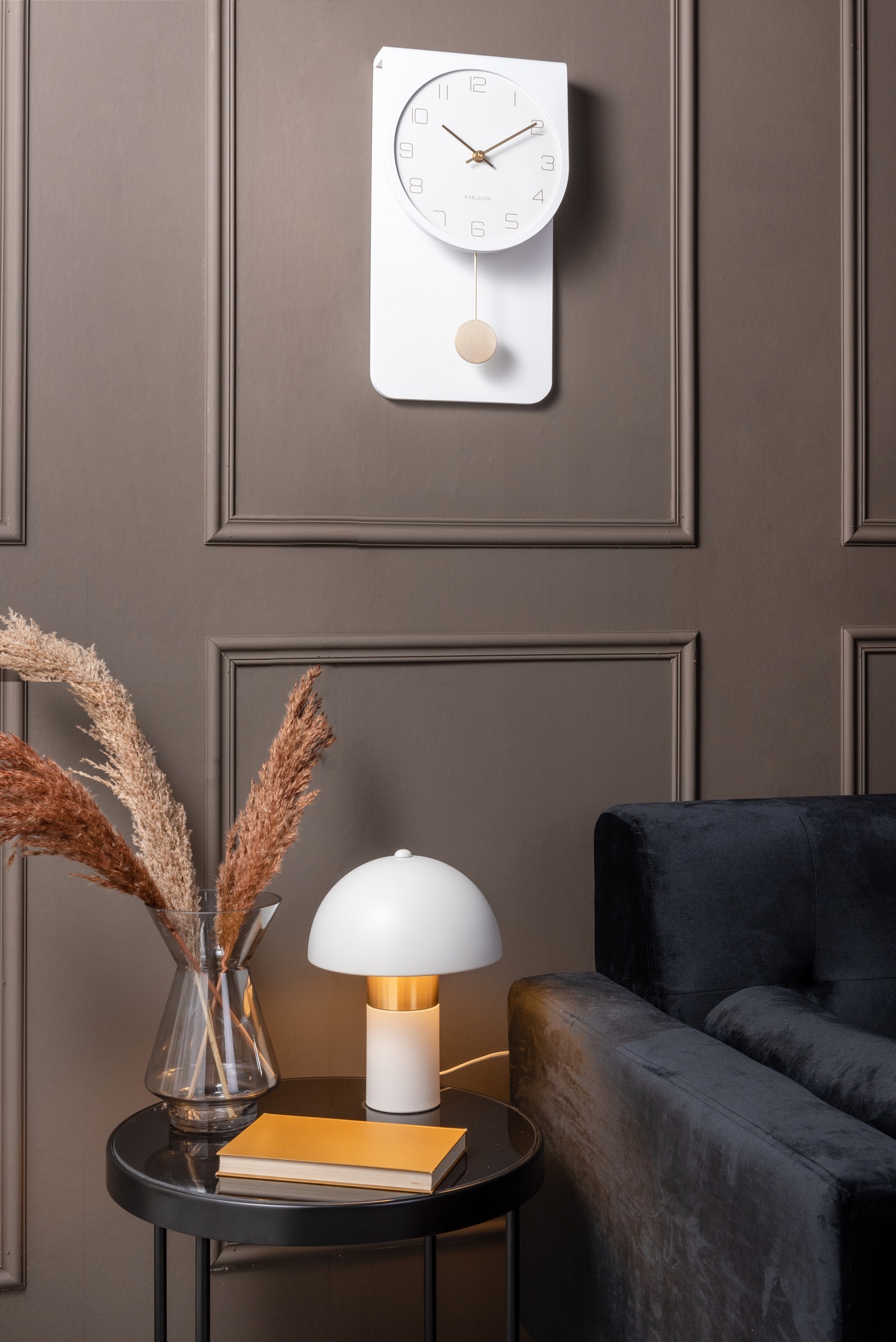 Часы настенные с маятником Karlsson CASA PENDULUM, 39 x 22 x 6 см, белый, МДФ, бесшумный механизм, вид 5