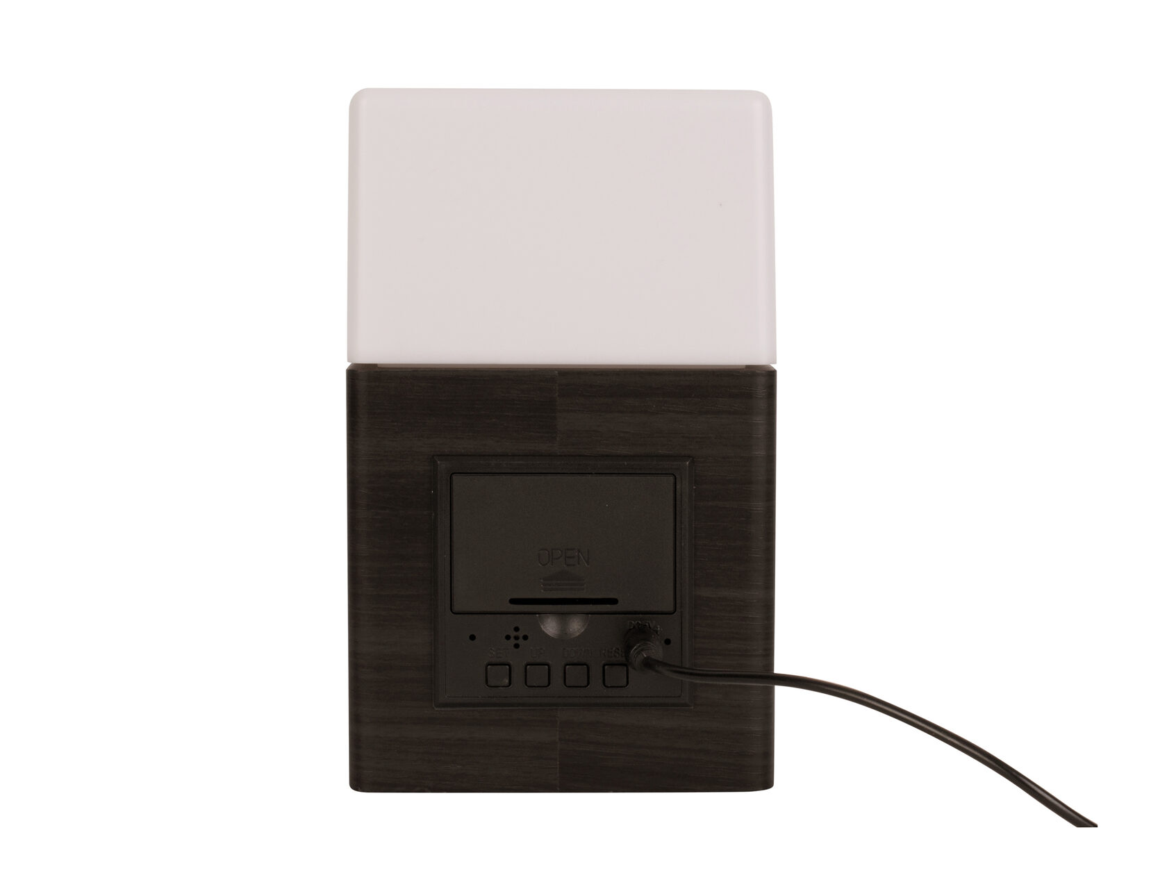 Часы настольные с подсветкой LED и будильником Karlsson FROSTED LIGHT, шпон дерево, черный, LED 10x вид 4