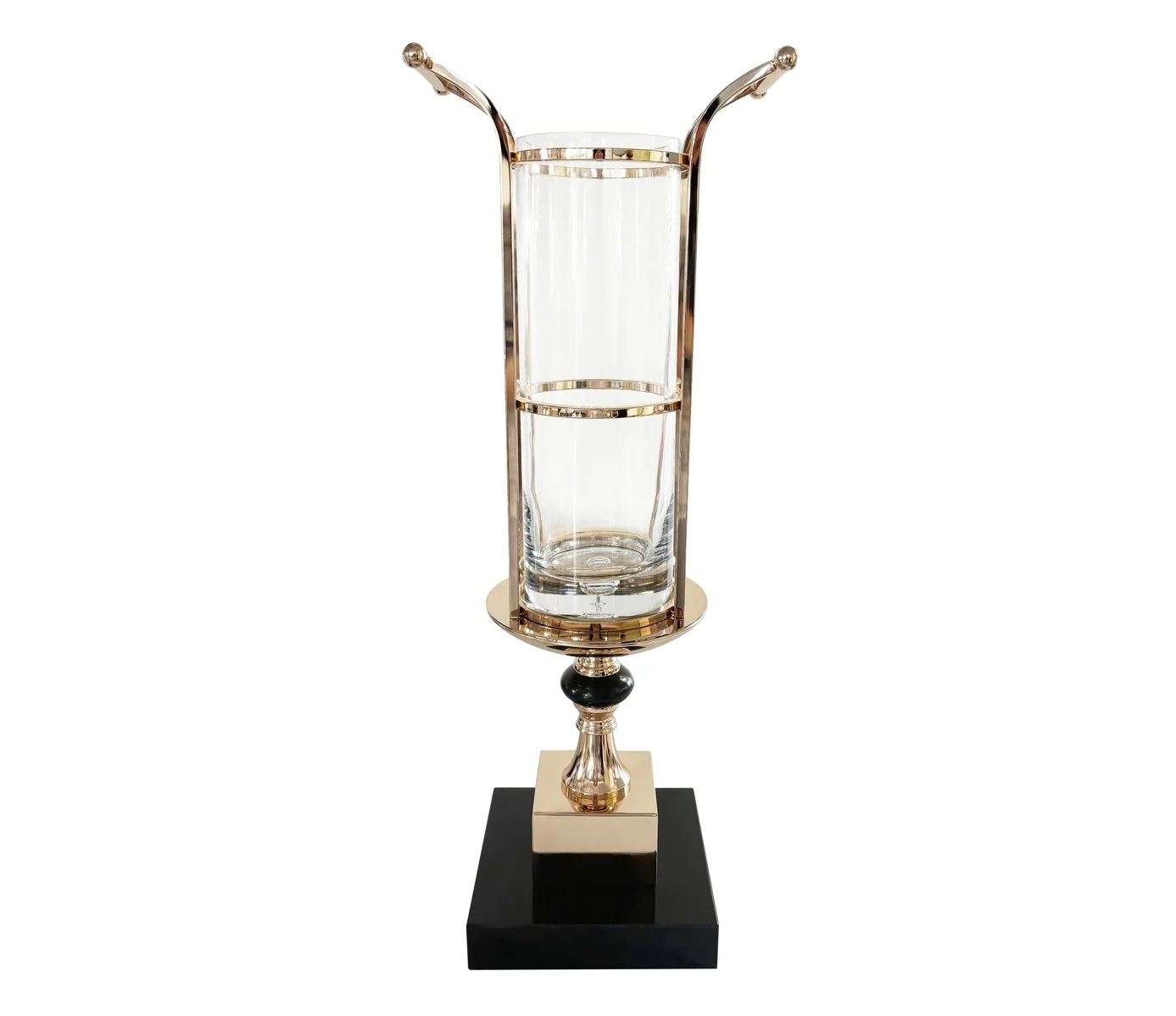 Ваза, черный мрамор, золотой декор, 77х31х26 вид 4