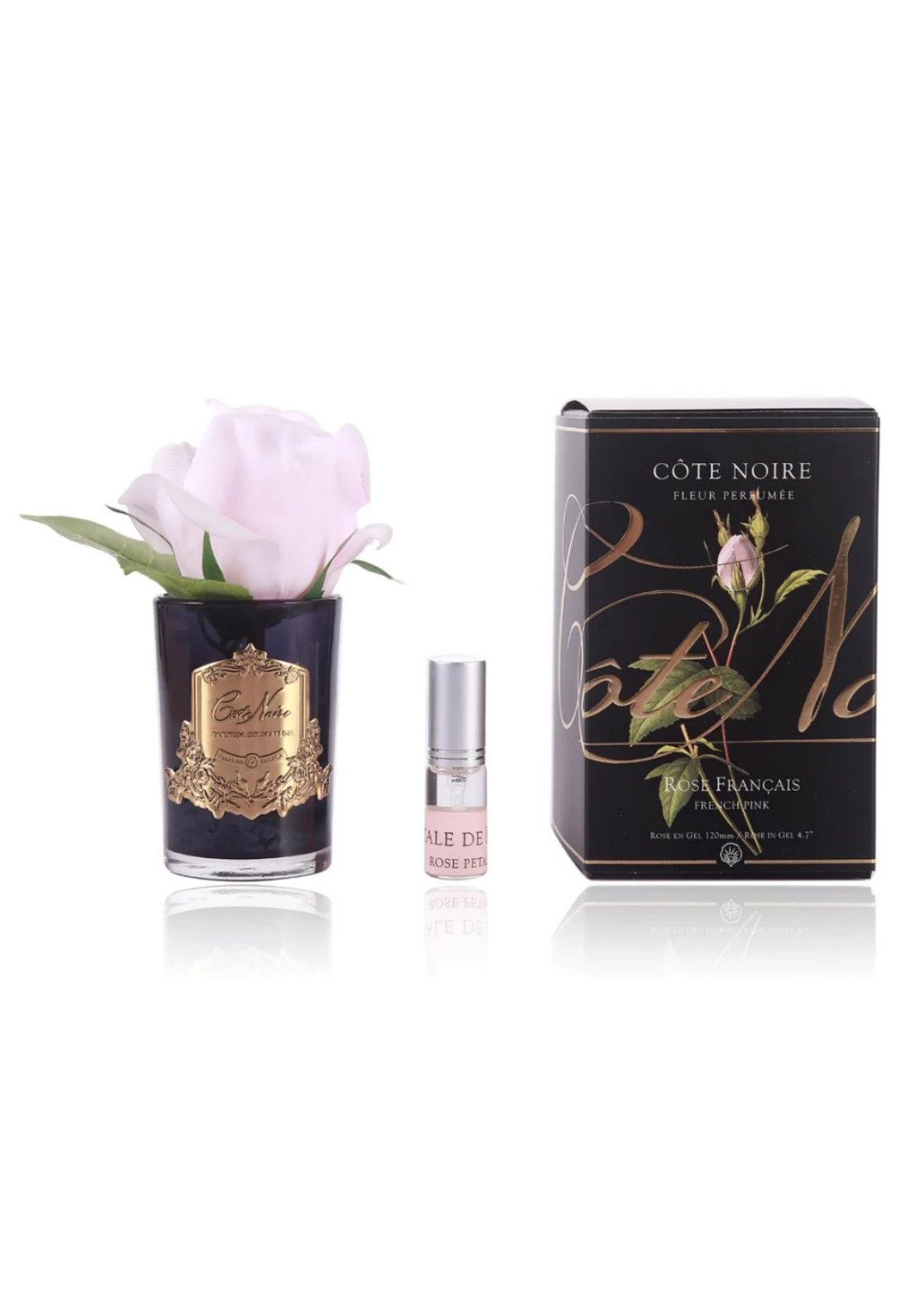 Бутон розы диффузор ROSE BUD pink розовый, черная ваза, 1 спрей 5мл