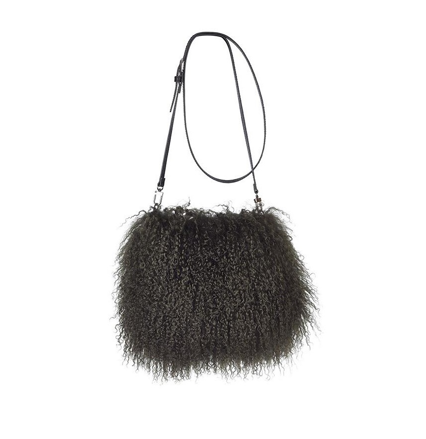 JASMIN MUFF BAG hedge greenСумка-муфта зеленый 19/26, с мехом 30/40