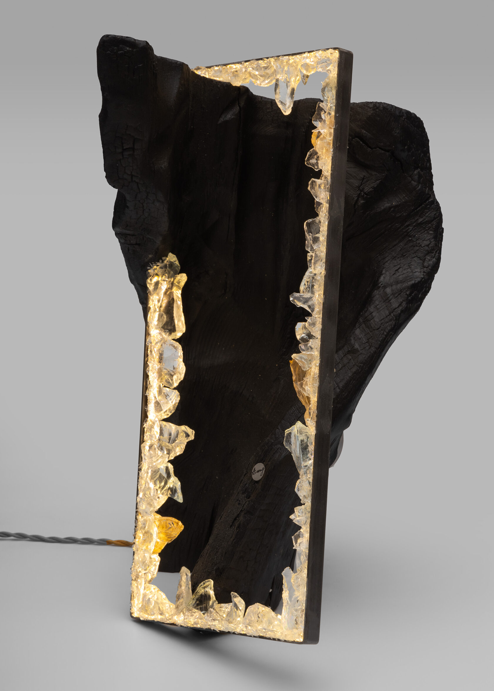 Светильник декоративный RECTANGLE BLACK, 50х30х30 см, дерево, стекло, золото, ручная работа вид 6