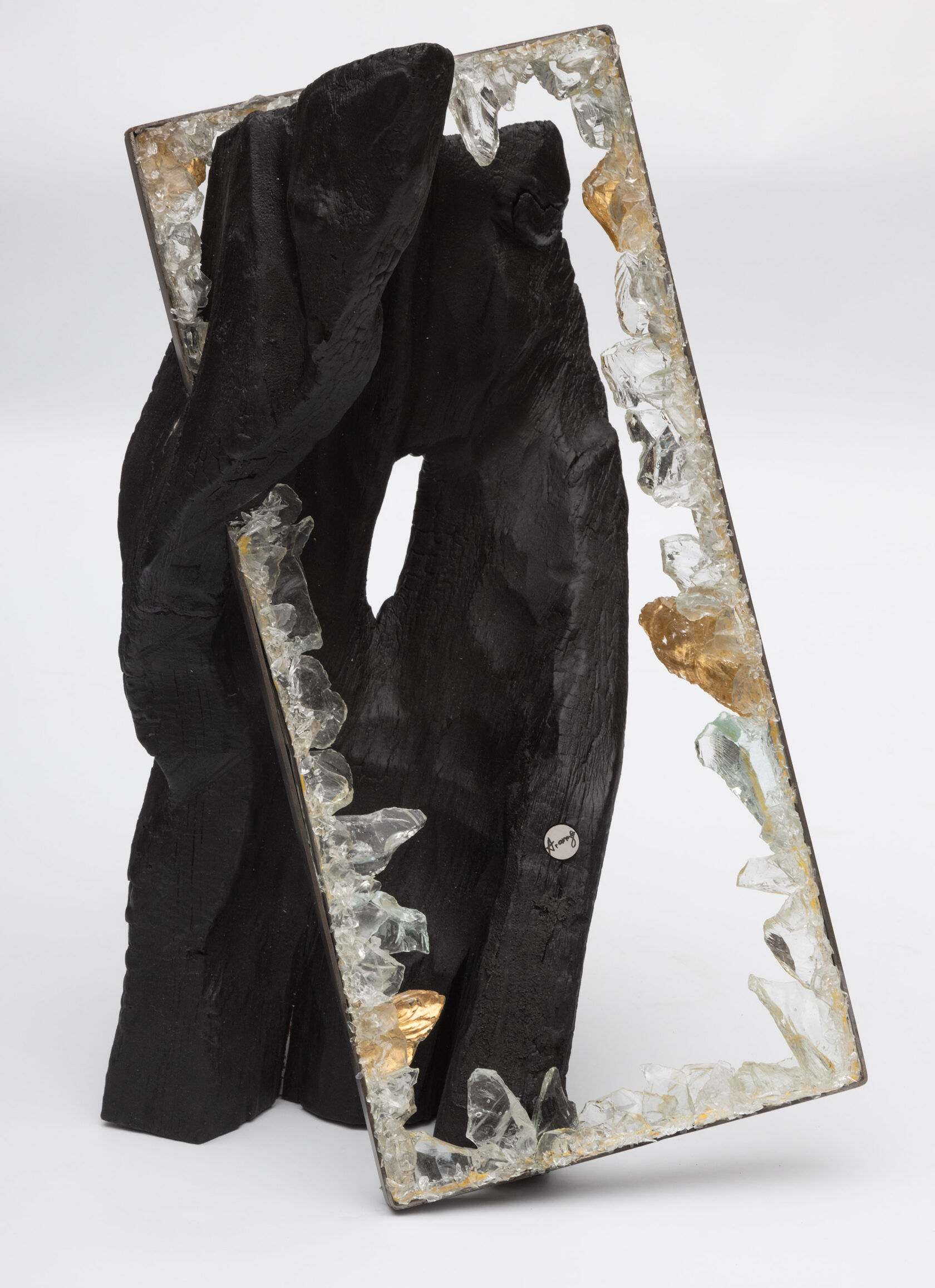 Светильник декоративный RECTANGLE BLACK, 50х30х30 см, дерево, стекло, золото, ручная работа вид 7