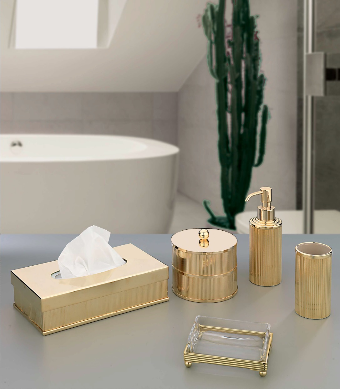 Набор для ванной комнаты Cre Art Bath England, 4 предмета (шкатулка, дозатор для жидкого мыла, стака вид 5