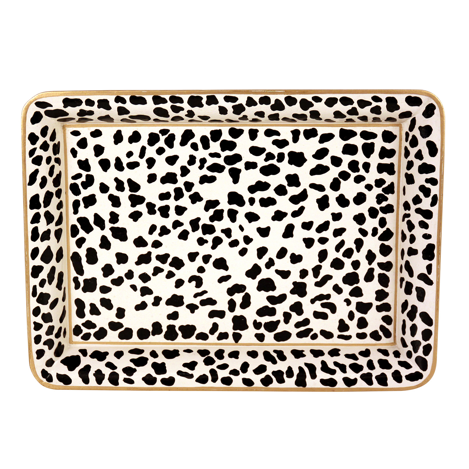 Поднос G&C, рисунок леопард 40х30 h3, черный с белым, металл вид 3