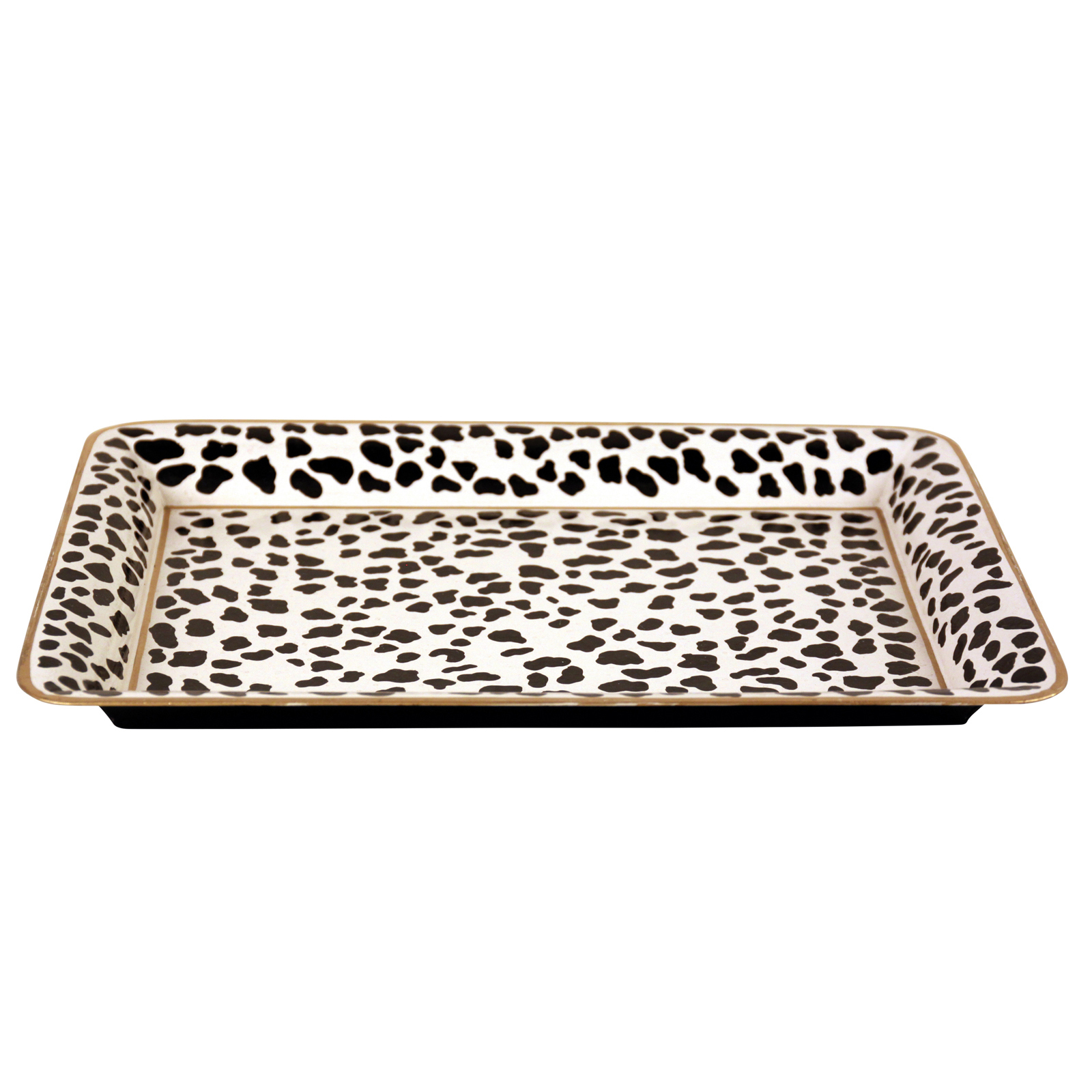 Поднос G&C, рисунок леопард 40х30 h3, черный с белым, металл