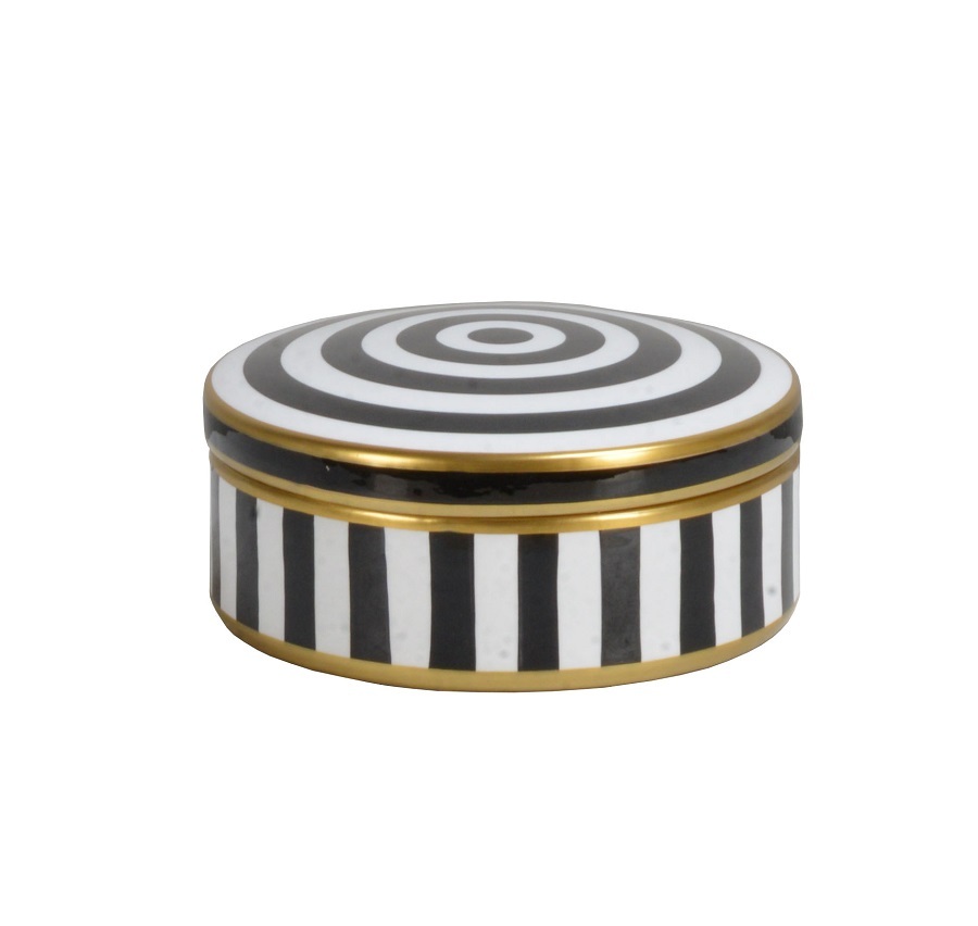 ROUND BOXШкатулка круглая с крышкой, черно-белый, D17,5 см, керамика вид 2