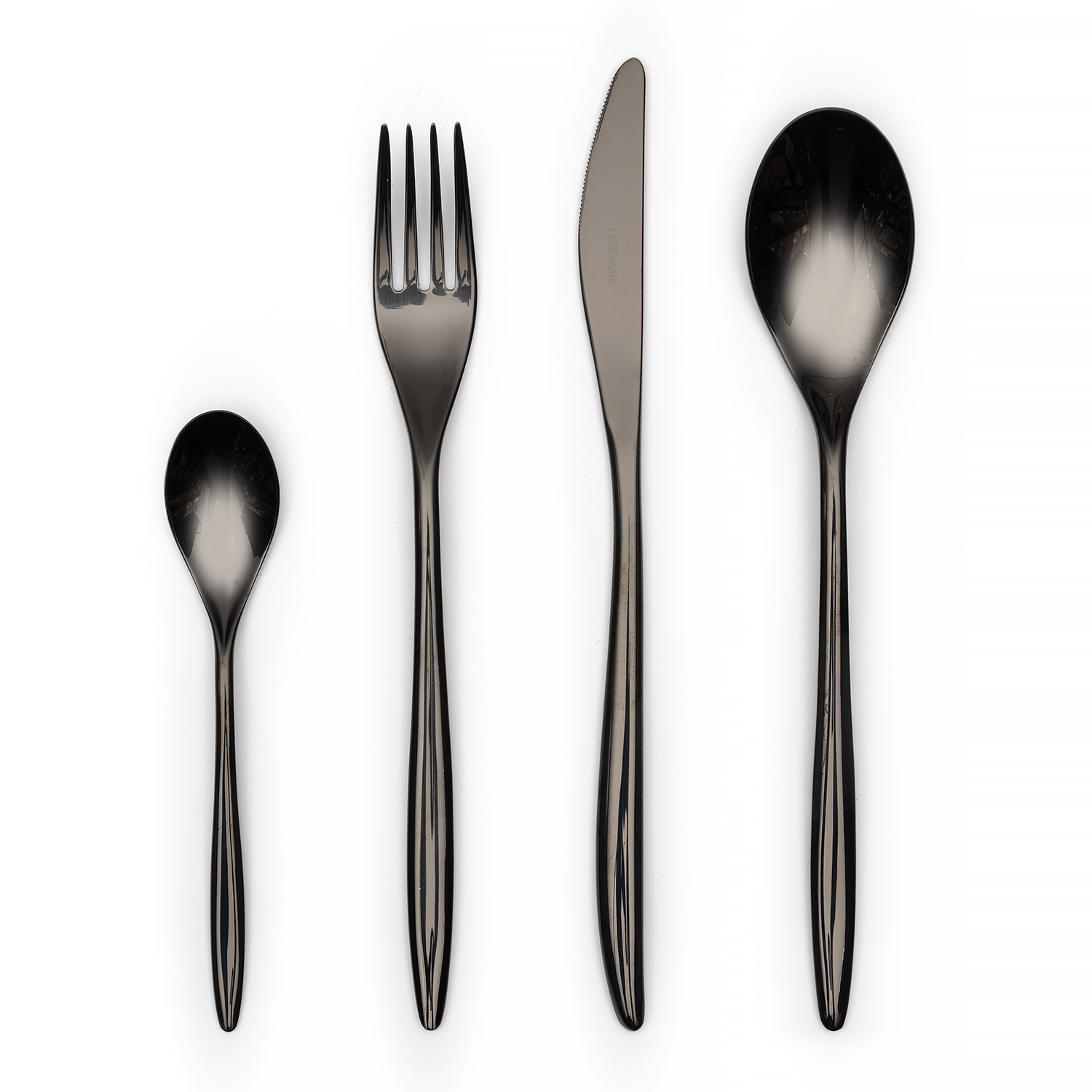 VINCI BLACK 94 столовые приборы, сталь 18/10, черный, 24 шт. (6 ложек + 6 вилок + 6 нож вид 3