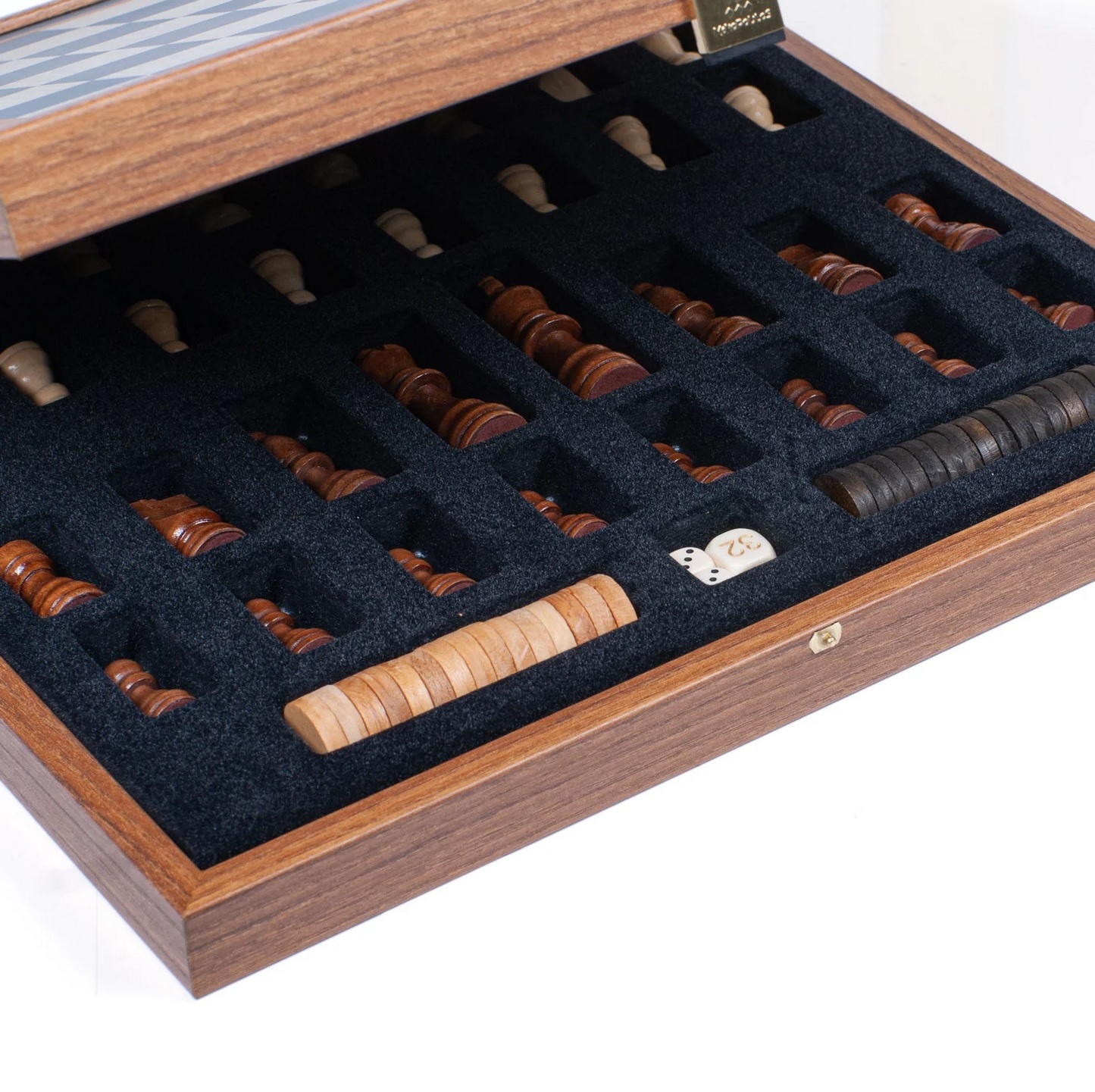 Chess/BackgammonШахматы и нарды, бирюзовый, 41х41 см орех вид 2