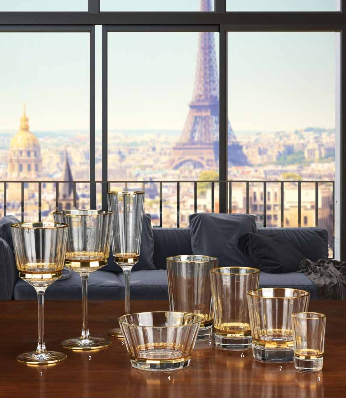 MACASSAR LIGHT GOBLETНабор бокалов для вина 6шт, хрусталь, золото 24К , H.21 вид 5