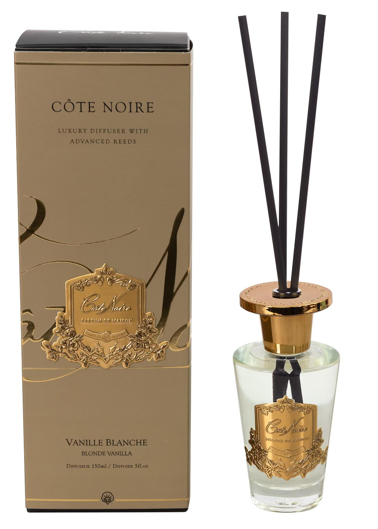 BLONDE VANILLAДиффузор, золотой декор, 150 мл, ВхШхД 30х10,5х10,5 см