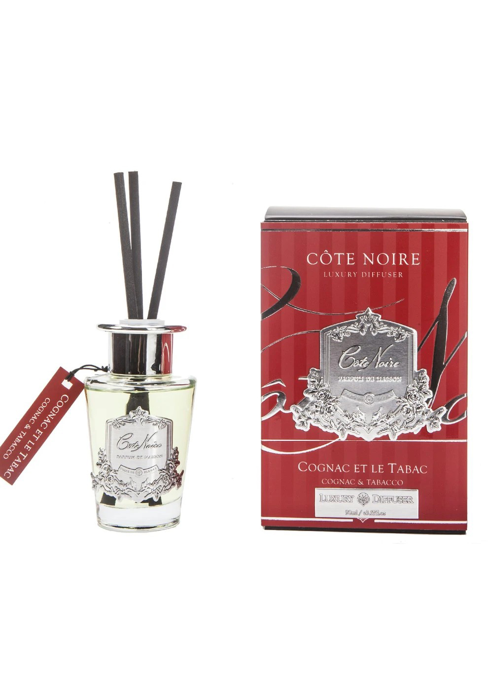 COGNAC ET LE TABAC Диффузор, серебряный декор, 90 мл, время работы 70-90 дней вид 1