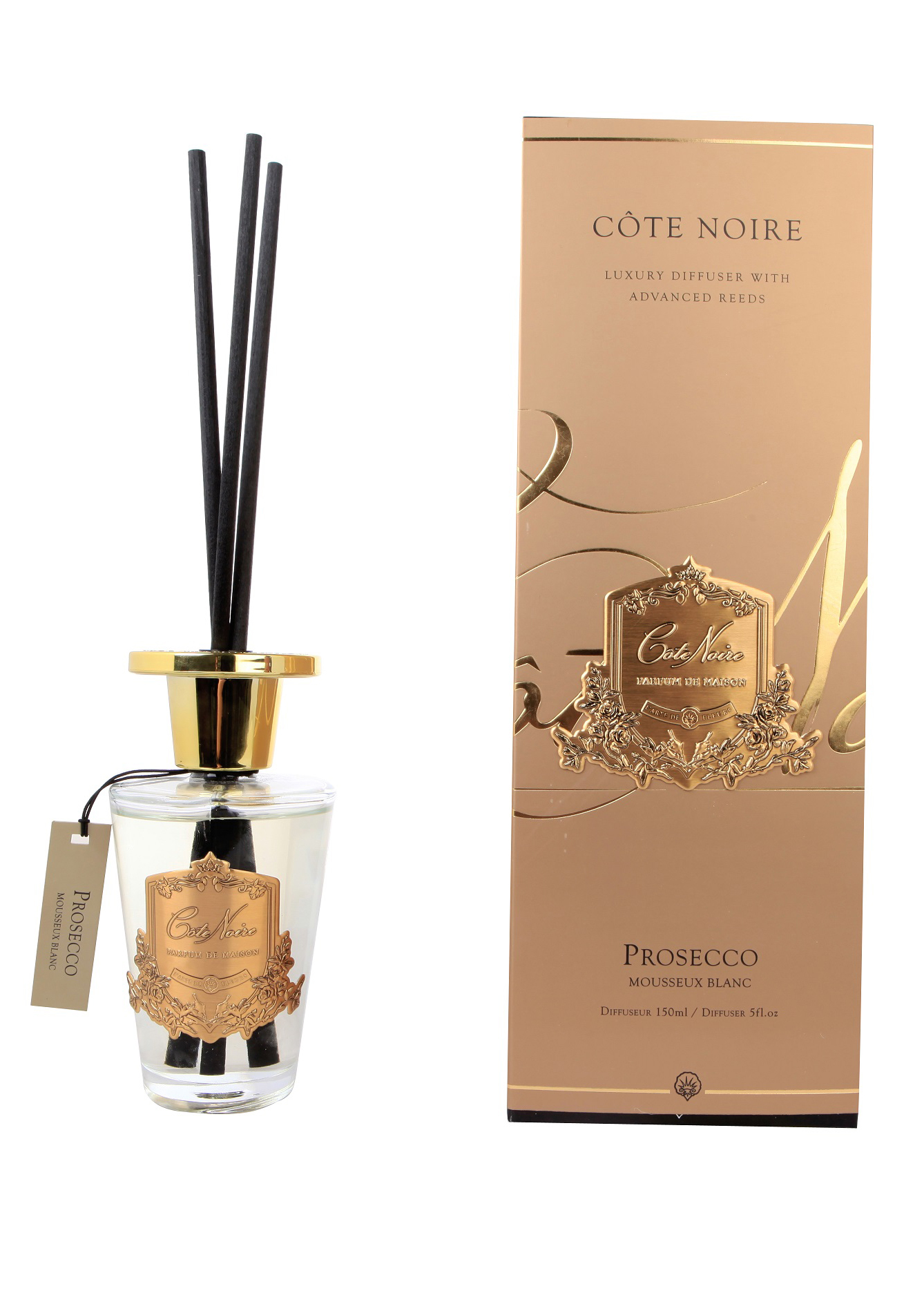 PROSECCO Диффузор, золотой декор, 150 мл, ВхШхД 30х10,5х10,5 см вид 1