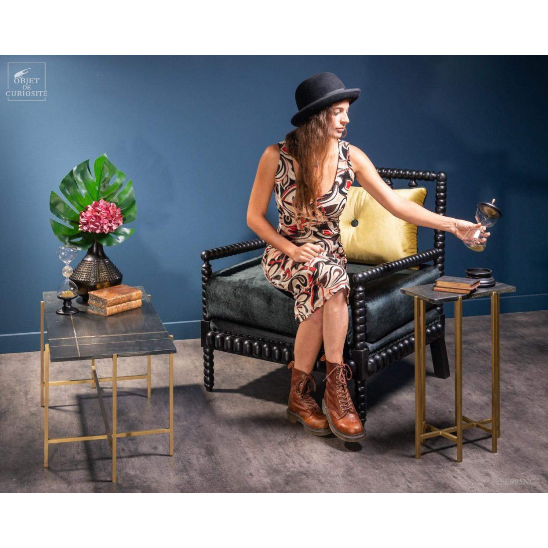 Coffee tableЖурнальный столик 93х42 Н40 см, металл, мрамор вид 4