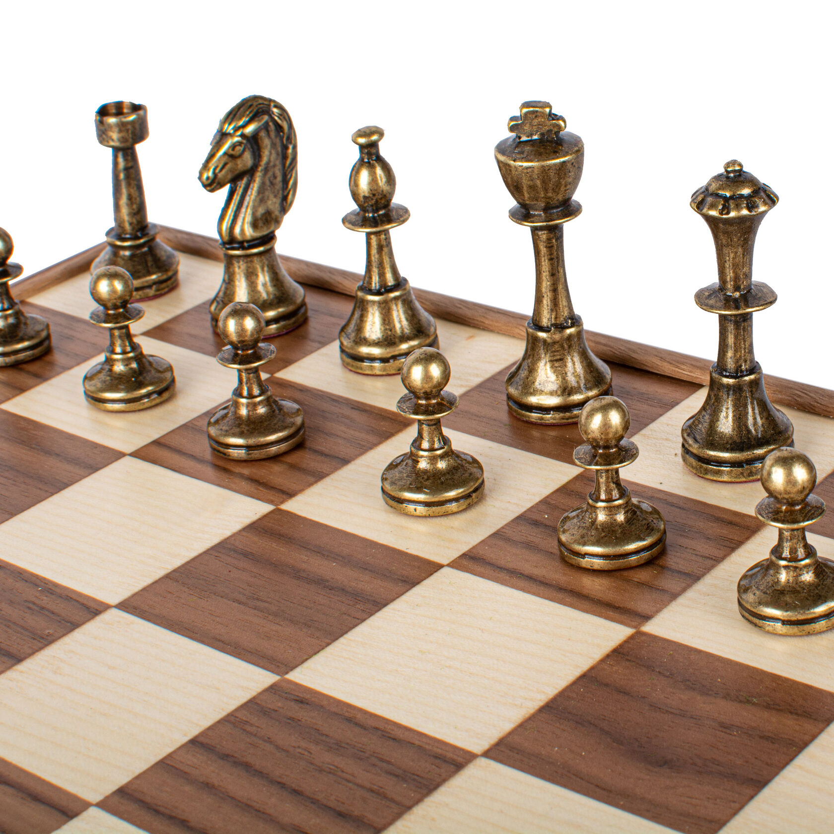 WOODEN CHESSШахматы классические, 35х35 см, фигуры металл, коробка дерево, рисунок орех + дуб вид 4