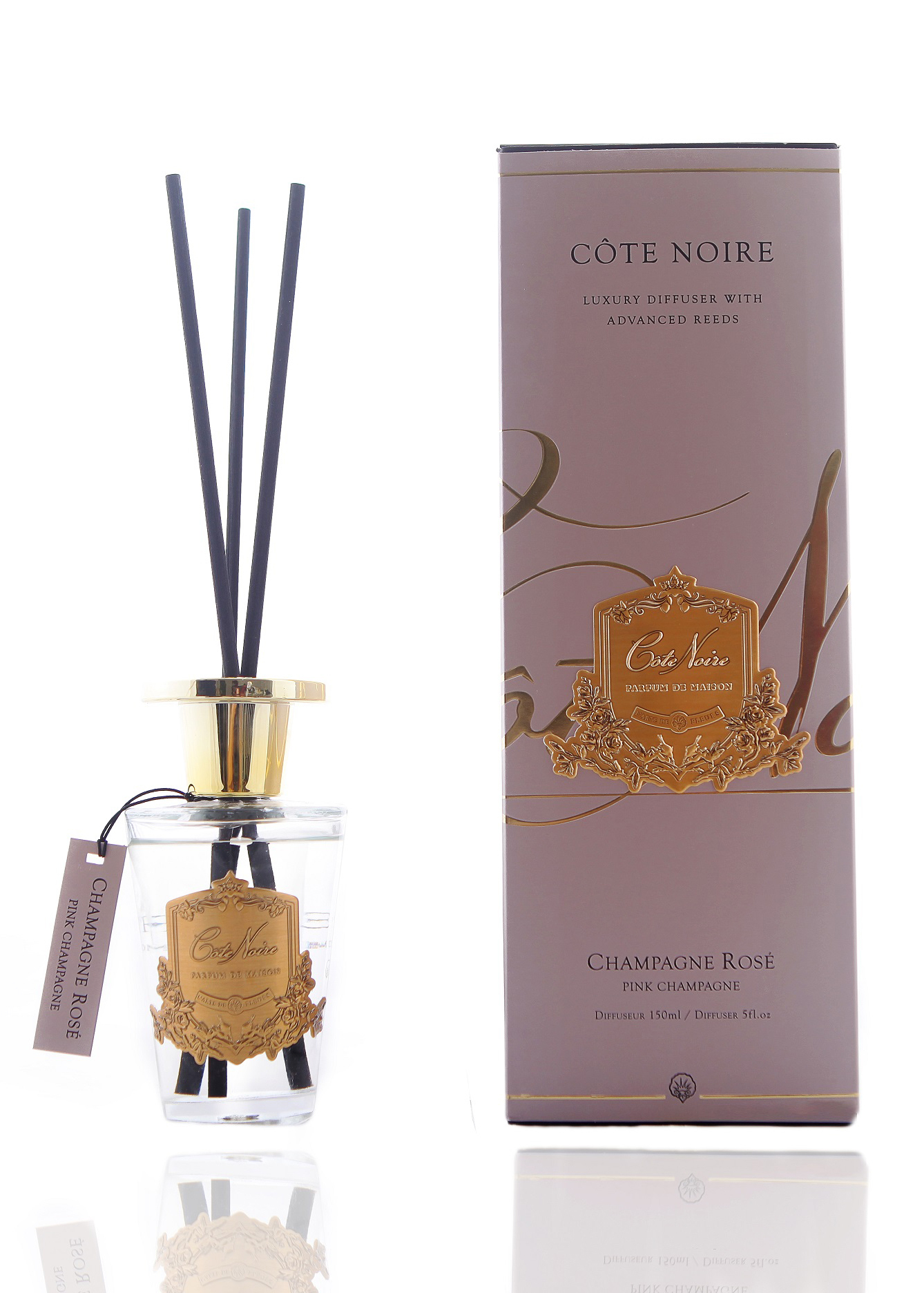 CHAMPAGNE ROSE Диффузор, золотой декор, 150 мл, ВхШхД 30х10,5х10,5 см вид 1