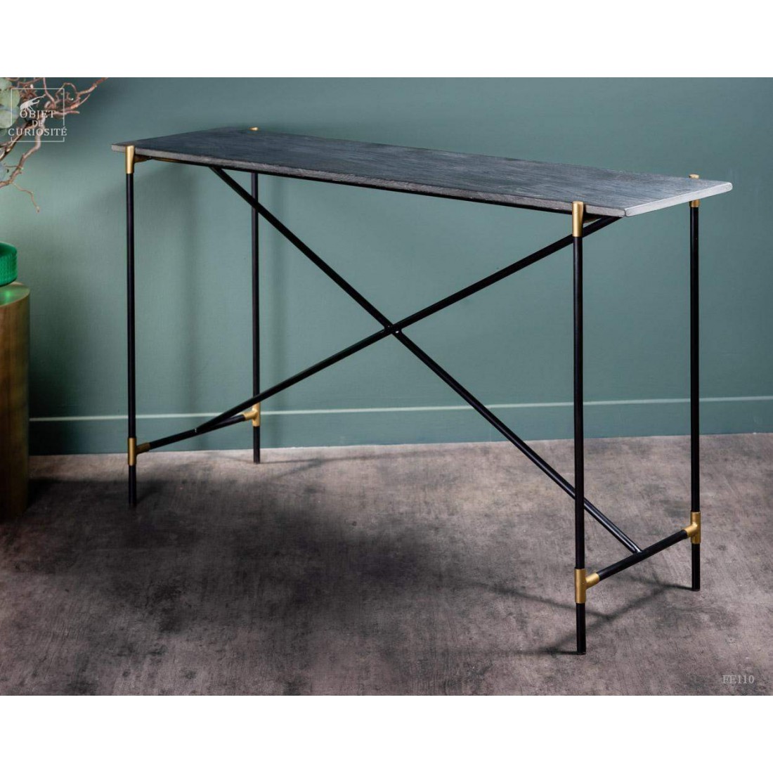 Console black marble Консольный столик 138х38 Н77 см, металл, мрамор вид 4