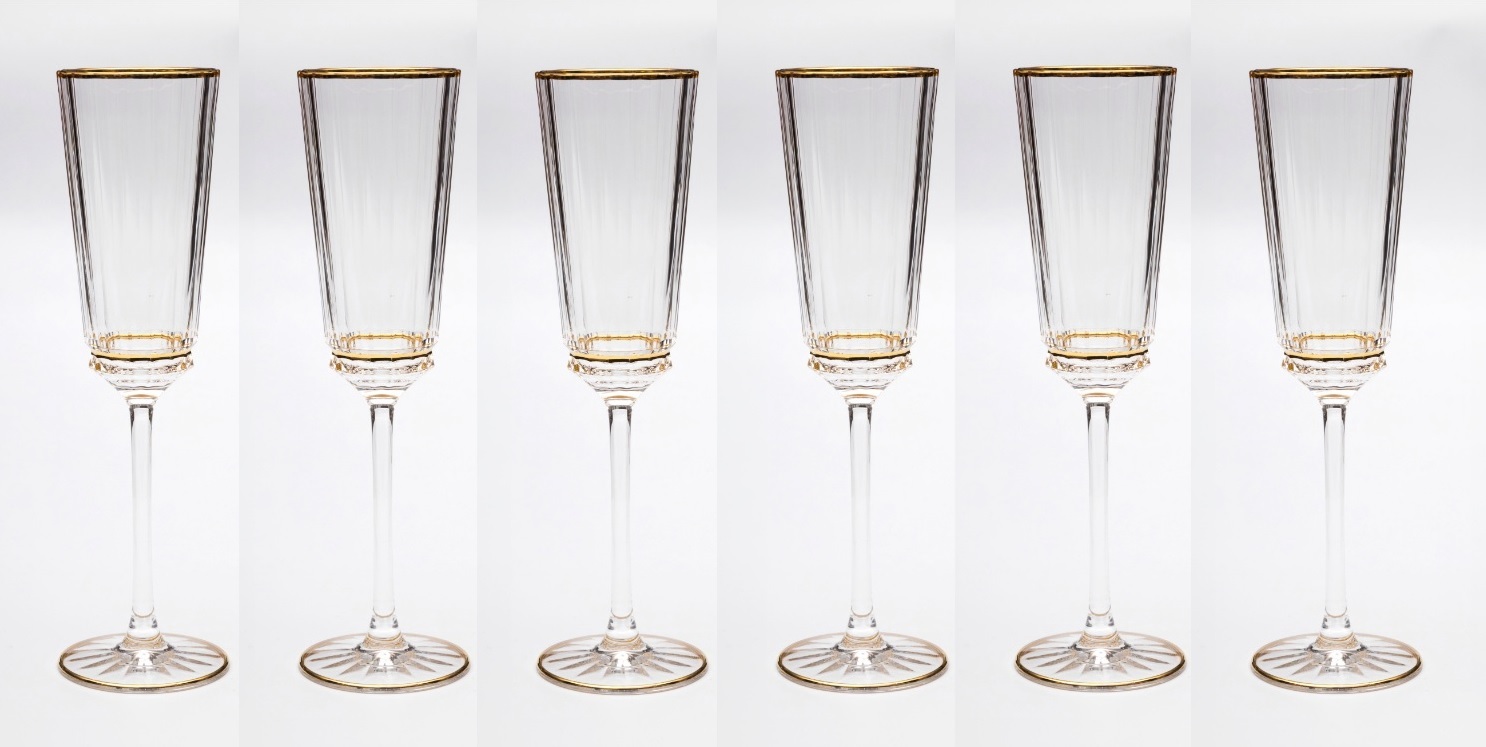 MACASSAR LIGHT FLUTНабор бокалов для шампанского 6шт, хрусталь, золото 24К , H.23 вид 3