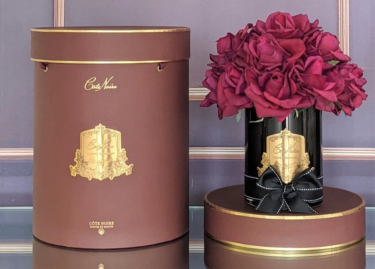 GRAND BOUQUET black glass carmine redБольшой букет роз, 2 спрея по 10 мл, черная ваза, крас вид 4