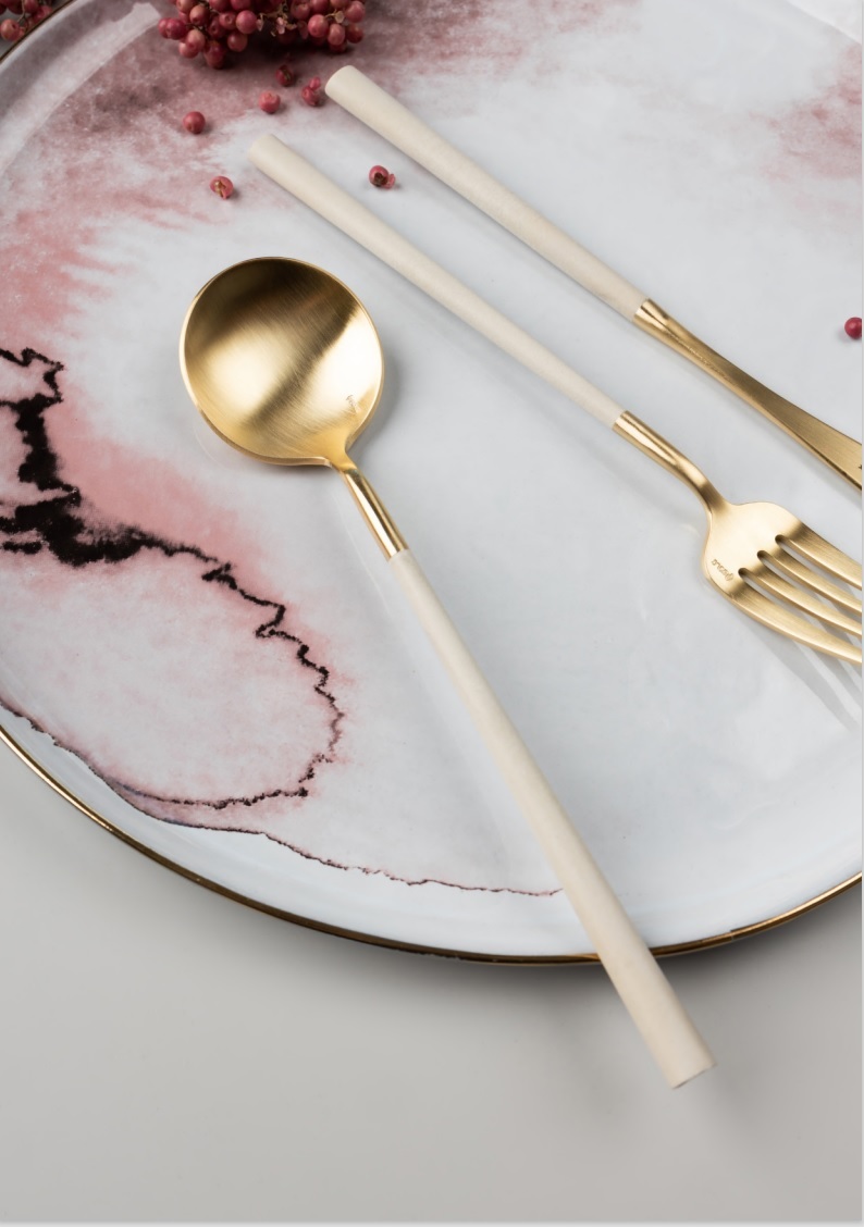 NEO IVORY GOLD 45столовые приборы, сталь 18/10, бежевый, золото 24К, 24 шт. (6 ложек + 6 вилок + 6