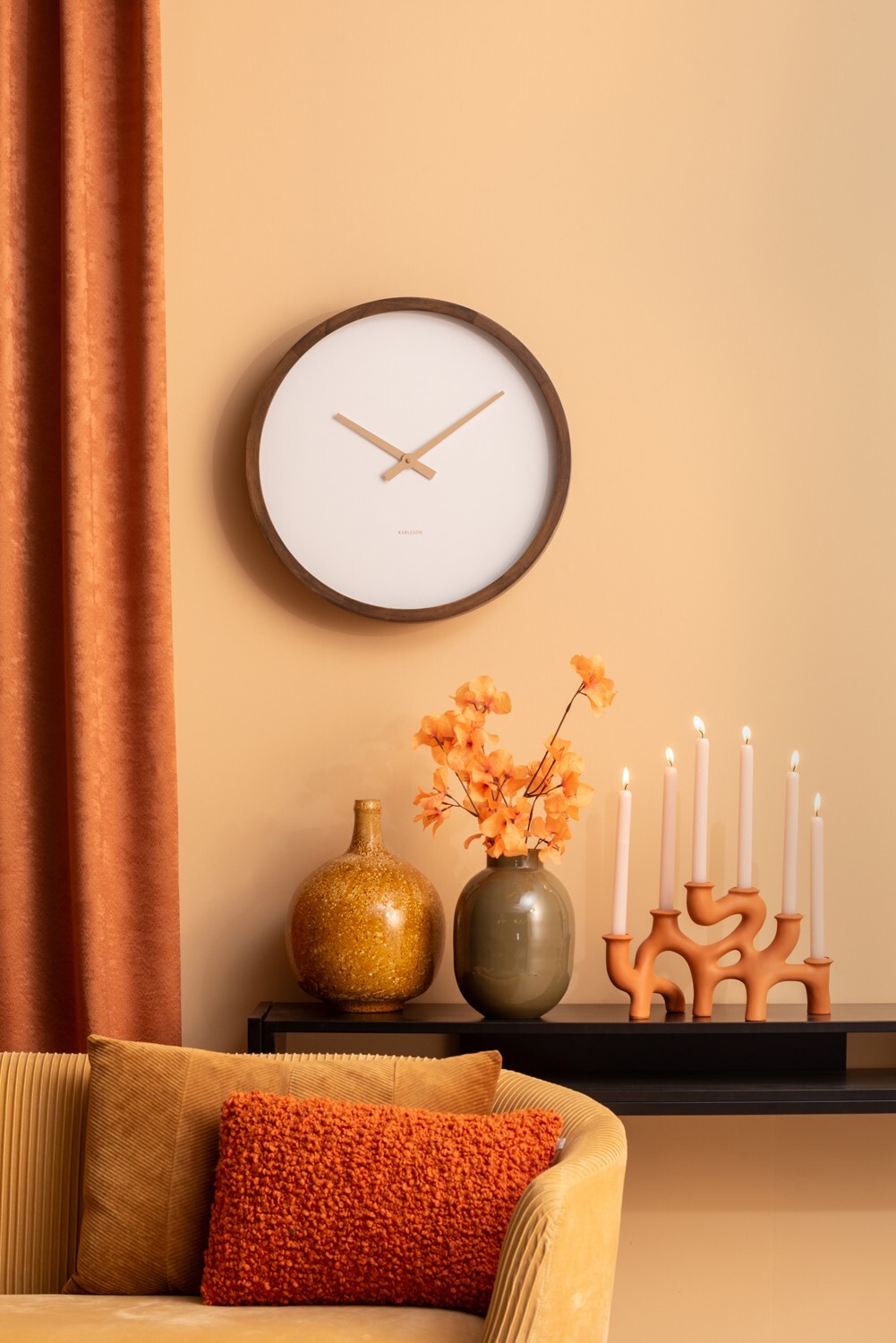 Часы настенные Karlsson ANCHO, темное дерево, 32,6х32,6х8 см, бесшумный механизм, батарейка 1x AA (н вид 4