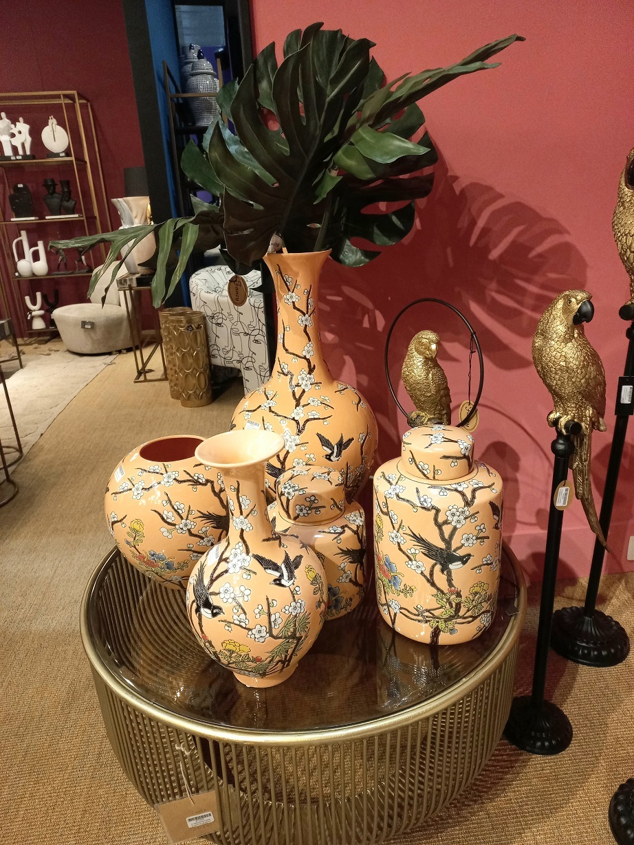 BIRDSВаза с крышкой низкая, коралловый, D18x22h, керамика вид 3