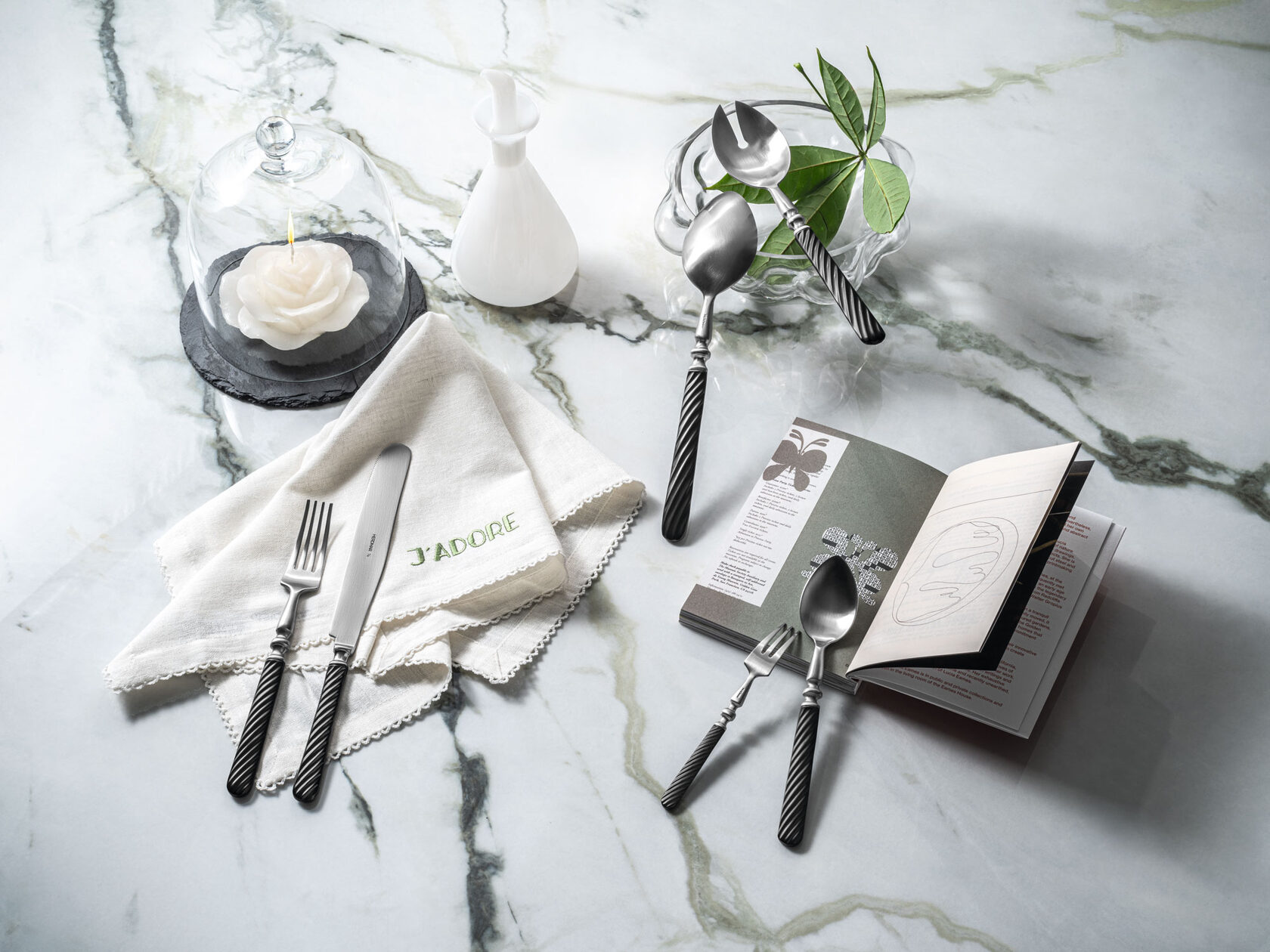 Набор столовых приборов Herdmar SOBOR MAT BLACK 140, сталь 18/10, ручка черная матовая 24 шт.