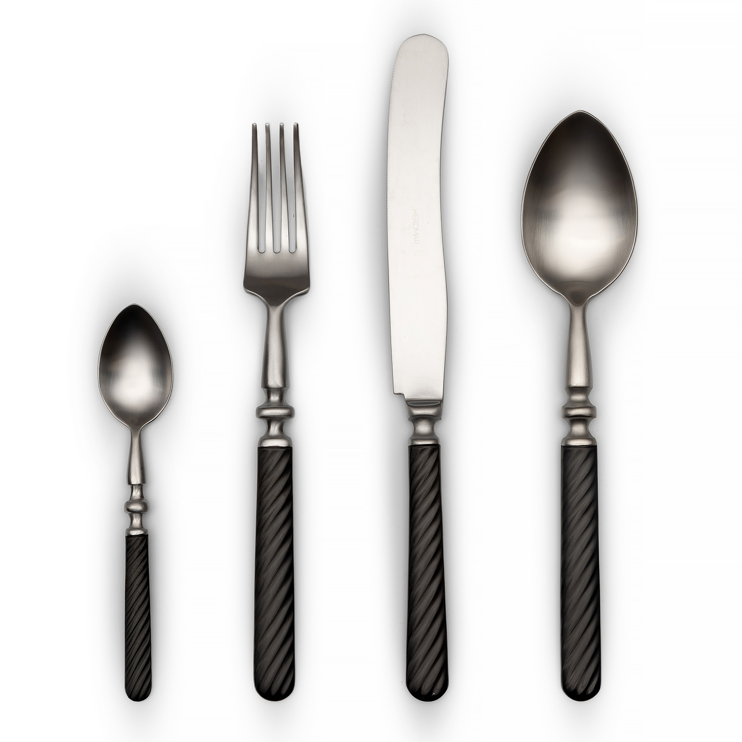 Набор столовых приборов Herdmar SOBOR MAT BLACK 140, сталь 18/10, ручка черная матовая 24 шт. вид 4