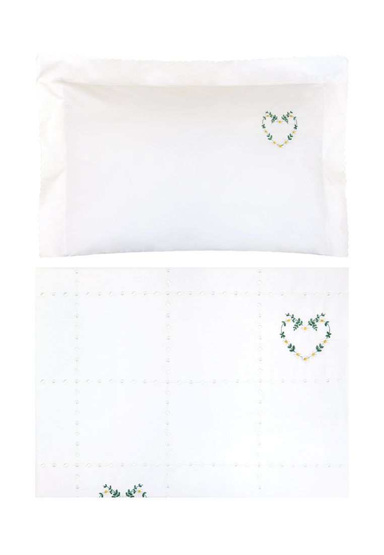 Детское постельное белье "СЕРДЕЧКИ NEW" р-р: 100x140+40х60+130х75х25см, цвет: белый/зеленый/желтый