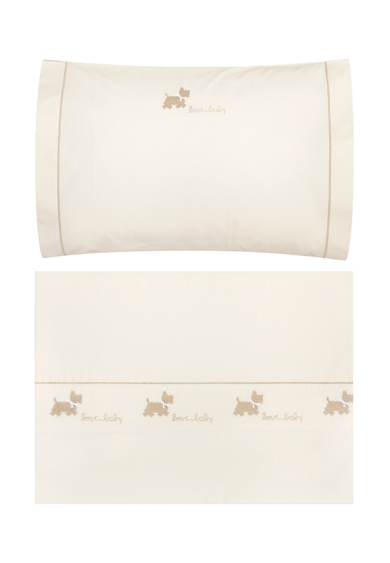 Детское постельное белье "СОБАЧКИ NEW", р-р: 100x140+40х60+130х75х25см, цвет: бежевый/белый
