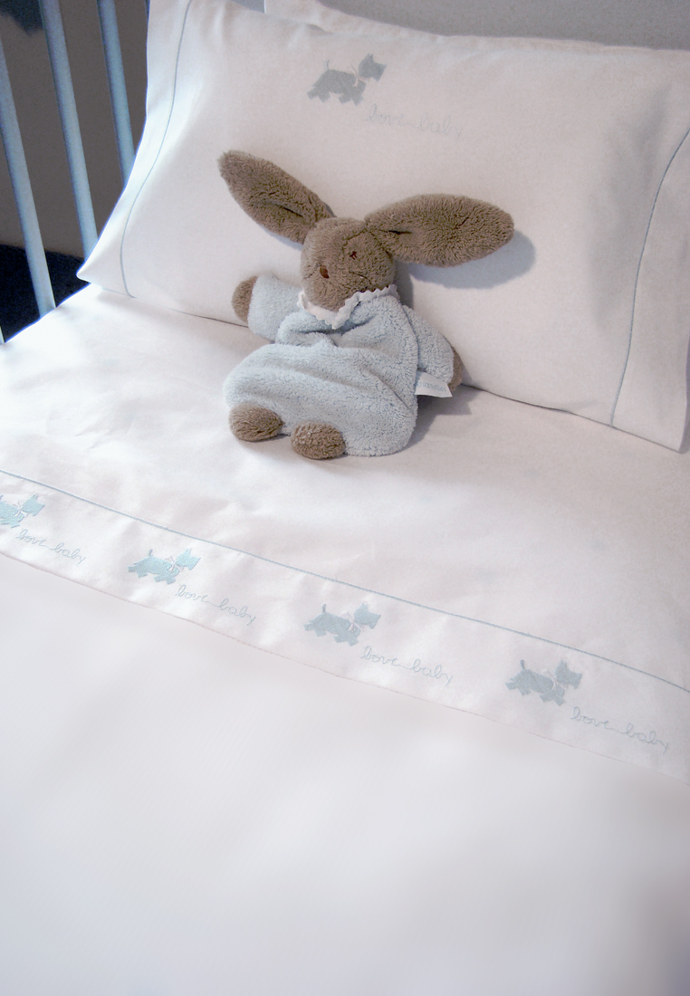 Детское постельное белье "СОБАЧКИ NEW", р-р: 100x140+40х60+130х75х25см, цвет: белый/голубой вид 3