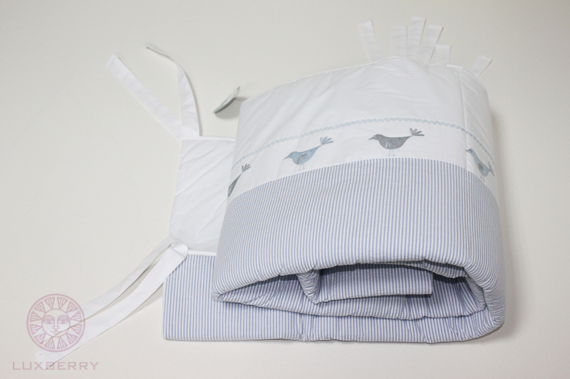 Чехол для бортика "ПТИЧКИ NEW", р-р: 45x390см, цвет: белый/голубой