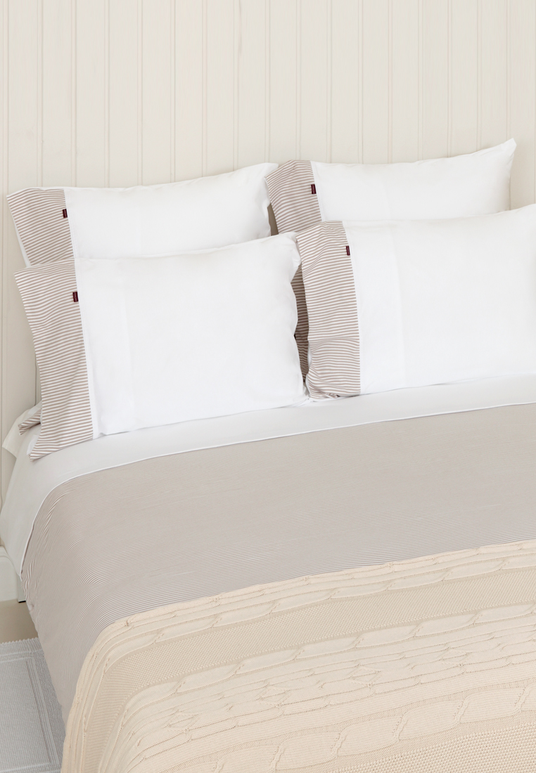 Пододеяльник+наволочка ТРИКОТАЖ, р-р: 150х210+50х70см, цвет: белый/бежевый вид 2