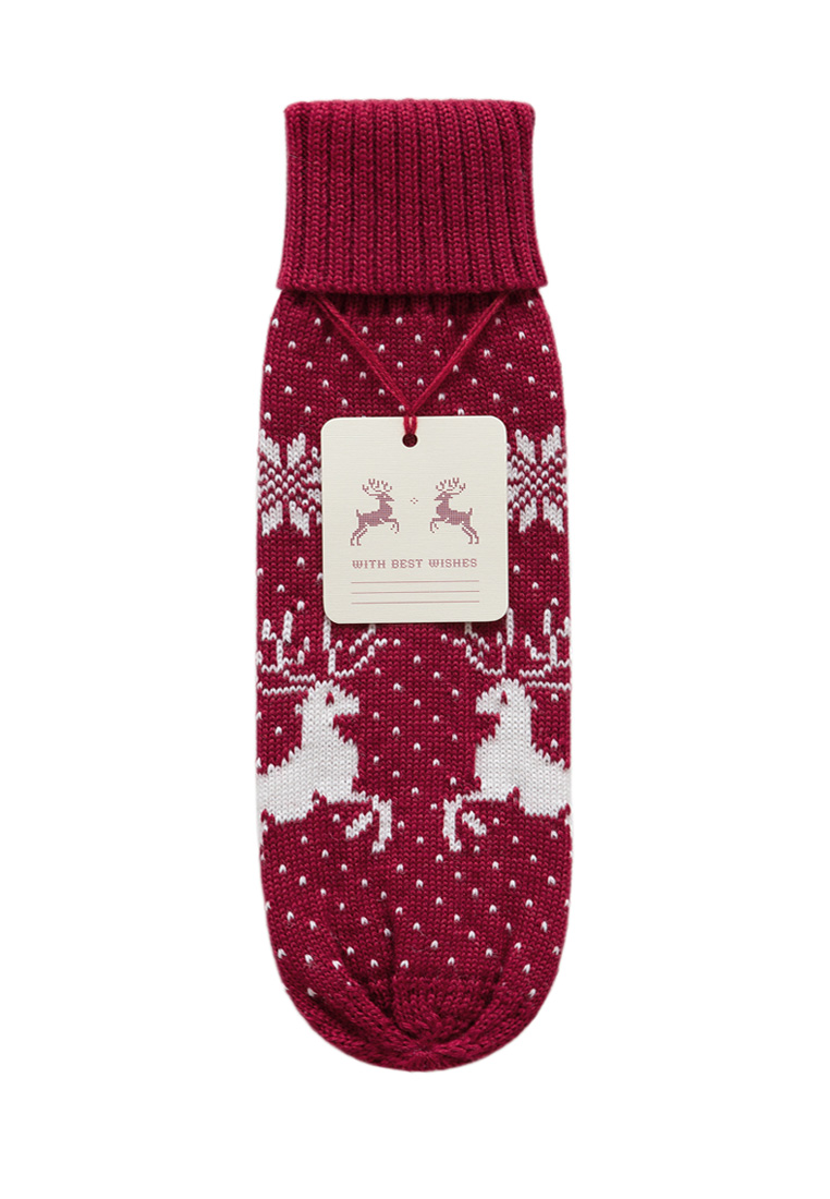 Декоративный чехол на  бутылку "Олень", цвет: бордо/белый вид 2