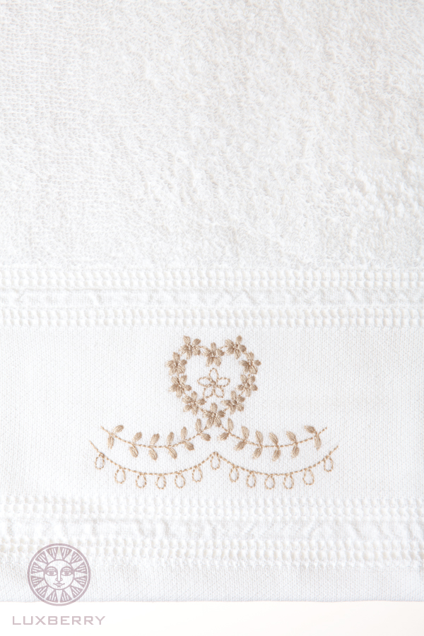 Полотенце с вышивкой ВЕНСКИЙ ВАЛЬС махра, белый/бежевый вид 2