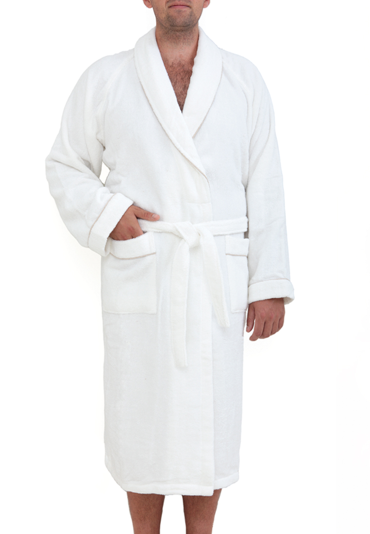 Халат "Basic", белый/натуральный вид 2