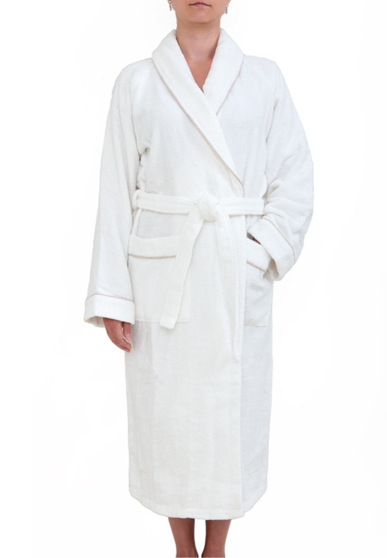 Халат "Basic", белый/натуральный вид 3