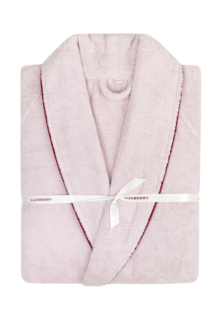 Халат "Basic", розовая пудра/бордовый