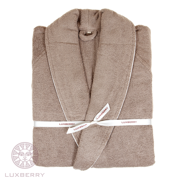 Халат "Basic", табачный/белый