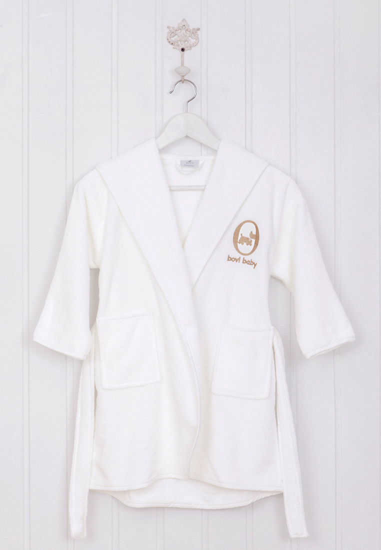 Халатик "СОБАЧКИ", белый/бежевый
