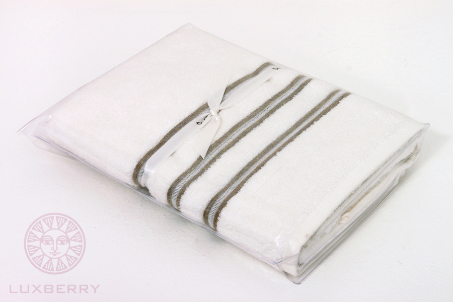 Полотенце "BREST" Хлопок 100% махра 550 gr/m2  махра три полоски, белый вид 2