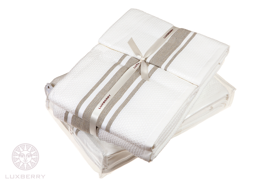 Полотенце HONEY, Хлопок 100% махра 550 gr/m2 , махра/вафля, белый/лен