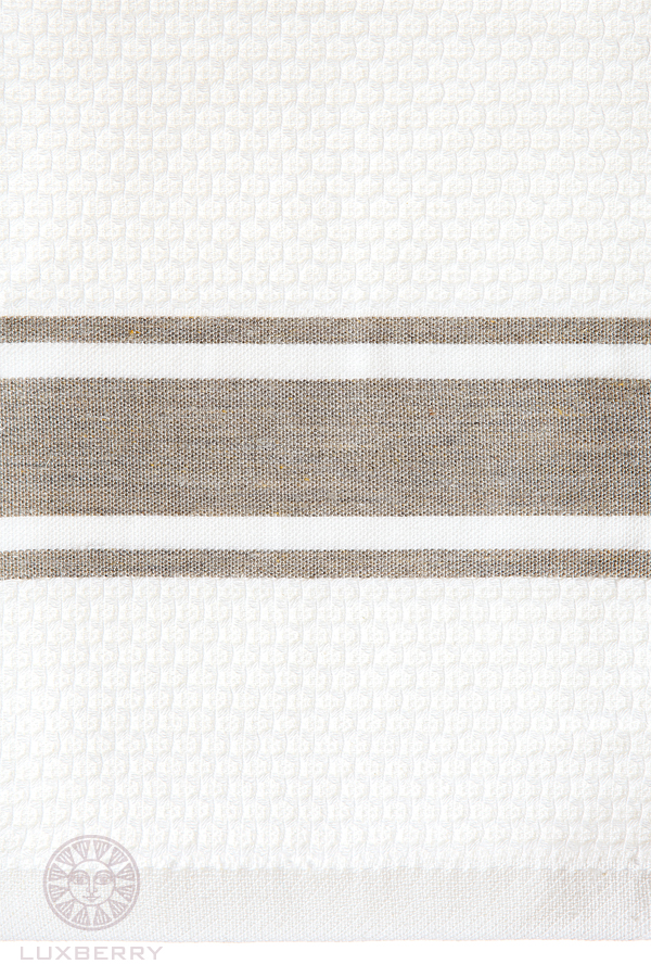 Полотенце HONEY, Хлопок 100% махра 550 gr/m2 , махра/вафля, белый/лен вид 2