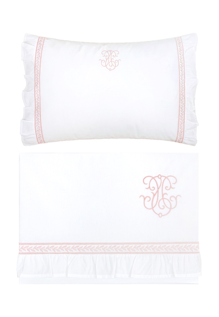 Чехол для бортика "ВЕНЗЕЛЬ", р-р: 45x195см, цвет: белый/розовый