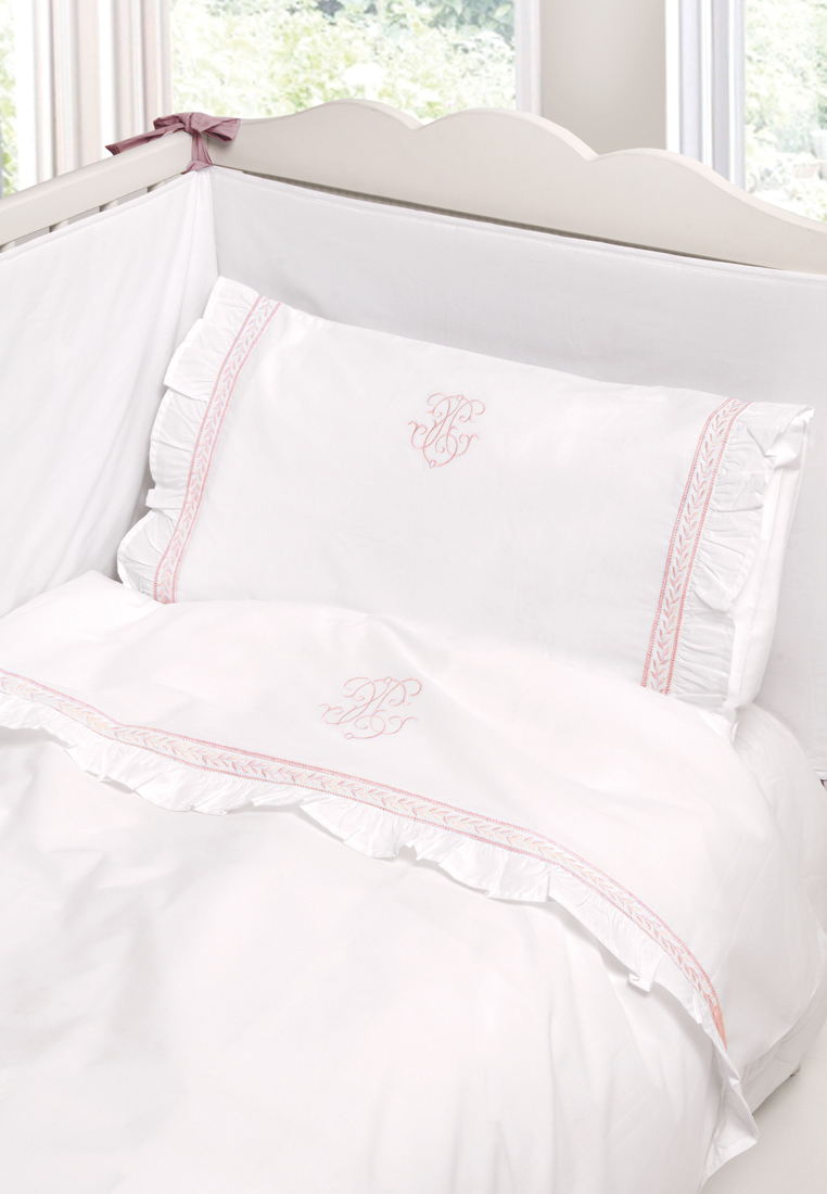 Чехол для бортика "ВЕНЗЕЛЬ", р-р: 45x195см, цвет: белый/розовый вид 2