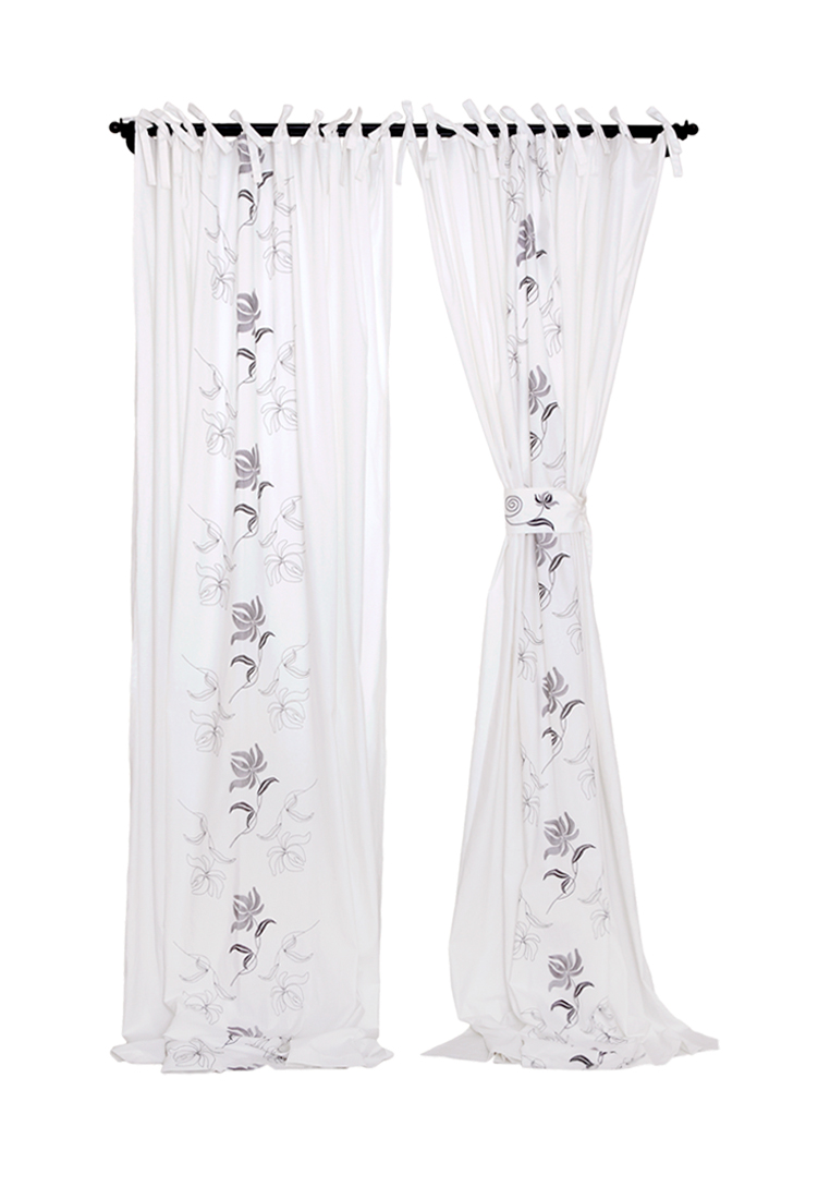 Штора на зав.с подхватом "ЛИЛИЯ",  р-р: 200х300, белый/серый