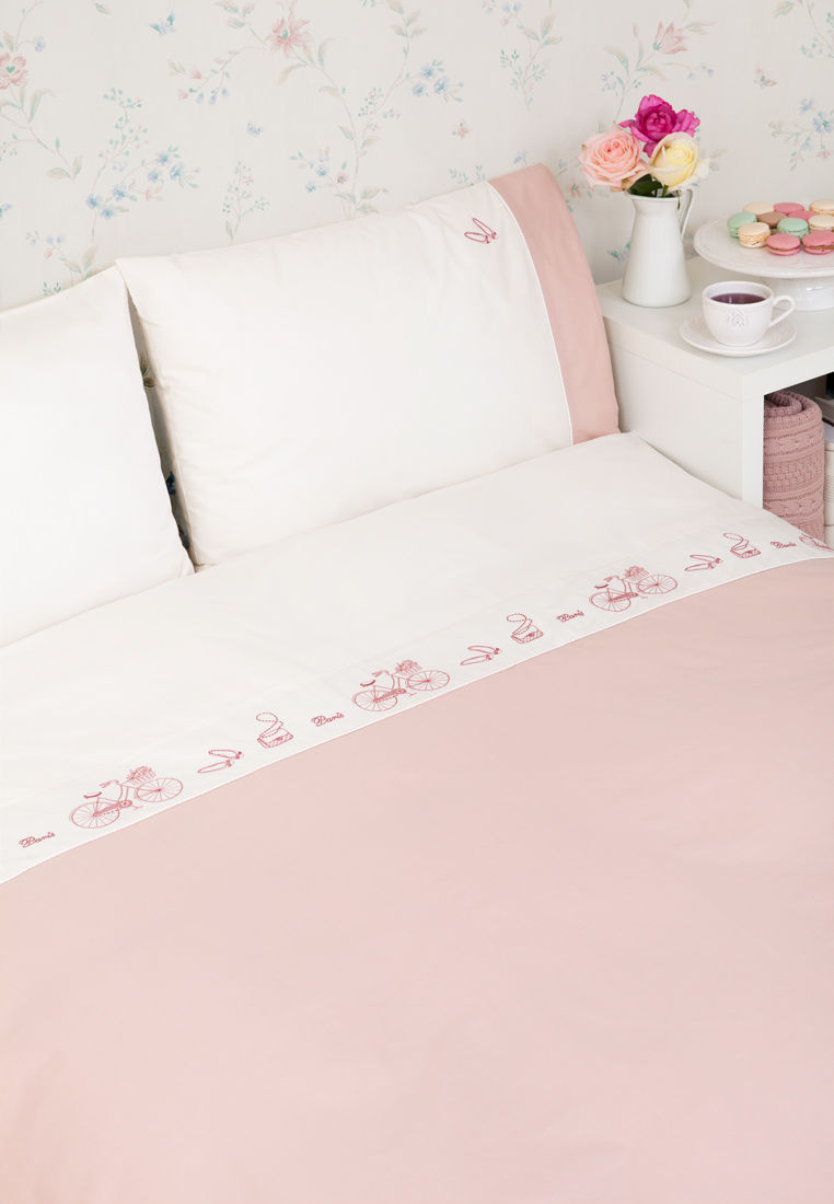 Комплект  постельного белья PARIS, перкаль, экрю/розовый вид 2